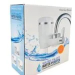 Filtro purificador de agua para grifo de cocina, modelo ZSW-010A, blanco y plateado.
