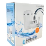 Filtro purificador de agua para grifo con diseño moderno, ideal para hogar.