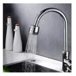 Grifo de cocina cromado con rociador giratorio de 360°, ahorra agua.