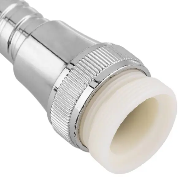 Extremo de grifo giratorio 360 con conector de plástico blanco para lavaplatos.