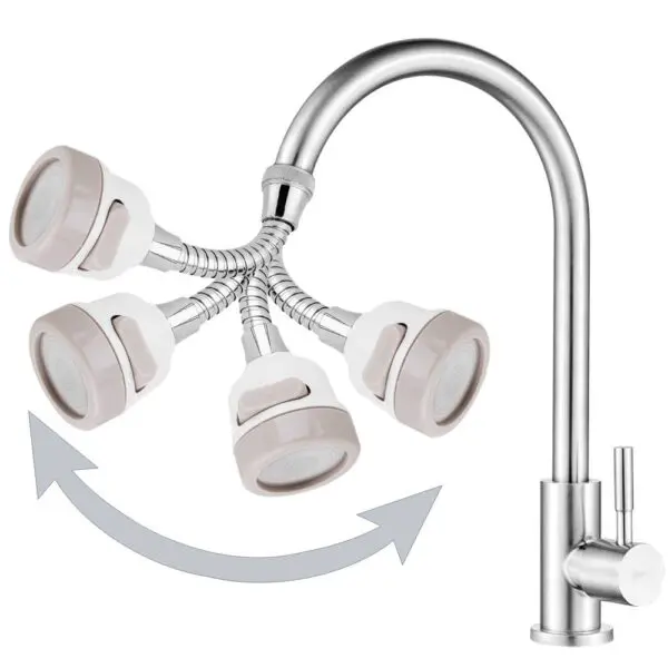 Grifo giratorio 360 con extensor flexible para lavaplatos, ahorra agua.