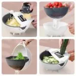 Rallador picador 9 en 1 con cortador y escurridor multifuncional para verduras y frutas.