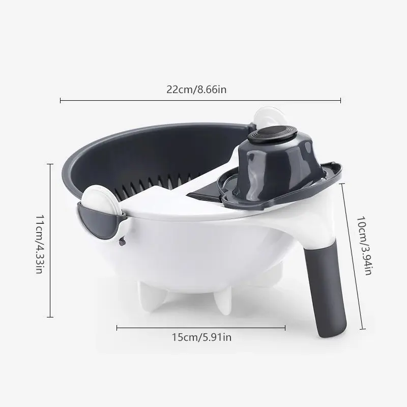 Rallador picador 9 en 1 multifuncional con escurridor de verduras y cortador.