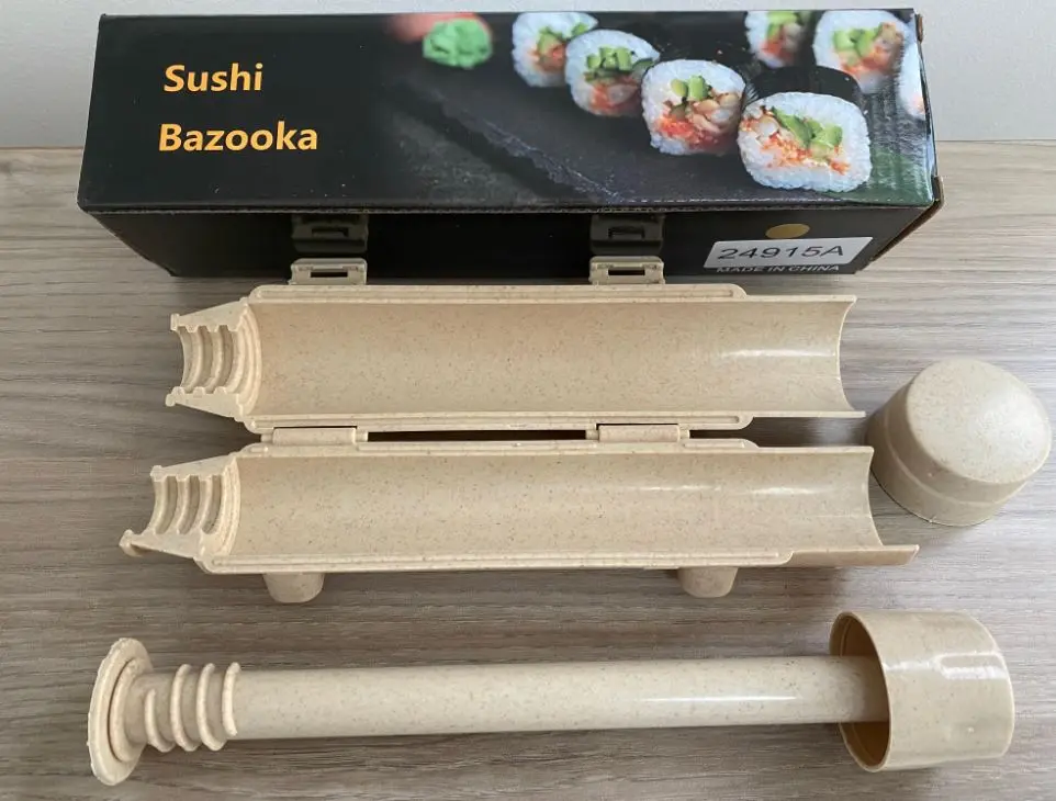 Set de máquina para hacer sushi, molde de 2 piezas y empujador, herramienta para enrollar en casa.