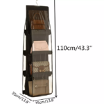 Organizador de bolsos de 4 niveles para armario, colgante transparente, 110cm x 35cm.