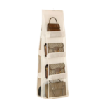 Organizador de bolsos colgante de 4 niveles para armario, con variedad de carteras de mano y de hombro.