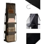 Organizador de bolsos de 4 niveles para armario, ideal para colgar y proteger tus carteras.