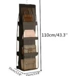 Organizador de bolsos de 4 niveles para armario, 110cm de alto, con capacidad para diferentes carteras.