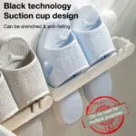 Organizador de zapatos adhesivo para baño, diseño de ventosa, guarda zapatillas mojadas.