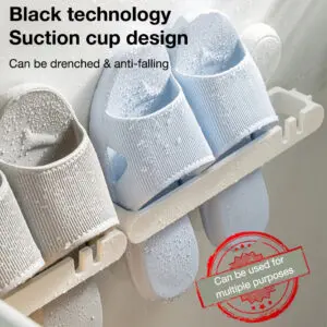 Organizador de zapatos adhesivo para baño, diseño de ventosa, guarda zapatillas mojadas.