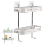 Estante organizador de baño de 2 niveles con dispensador de jabón, repisas para inodoro.