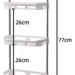 Organizador de baño 3 niveles portátil: 35x77cm, estantes 26cm.