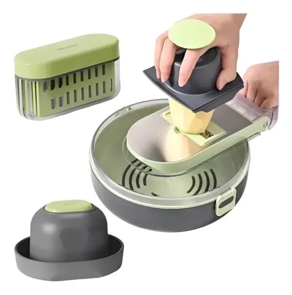 Picador de verduras multifuncional con 8 cuchillas, corta papas y otros alimentos.