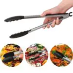 Pinzas de acero inoxidable para cocina, ideal para barbacoa, frutas y mariscos.