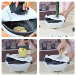 Rallador picador 9 en 1 corta y escurre verduras multifuncional, ideal para papas y jengibre.