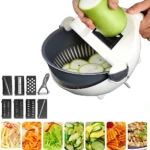 Rallador picador 9 en 1 corta y escurre verduras: calabacín, zanahoria, pepino y más.