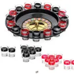 Juego de ruleta de tragos con 16 copas, ideal para fiestas y juegos de bar.