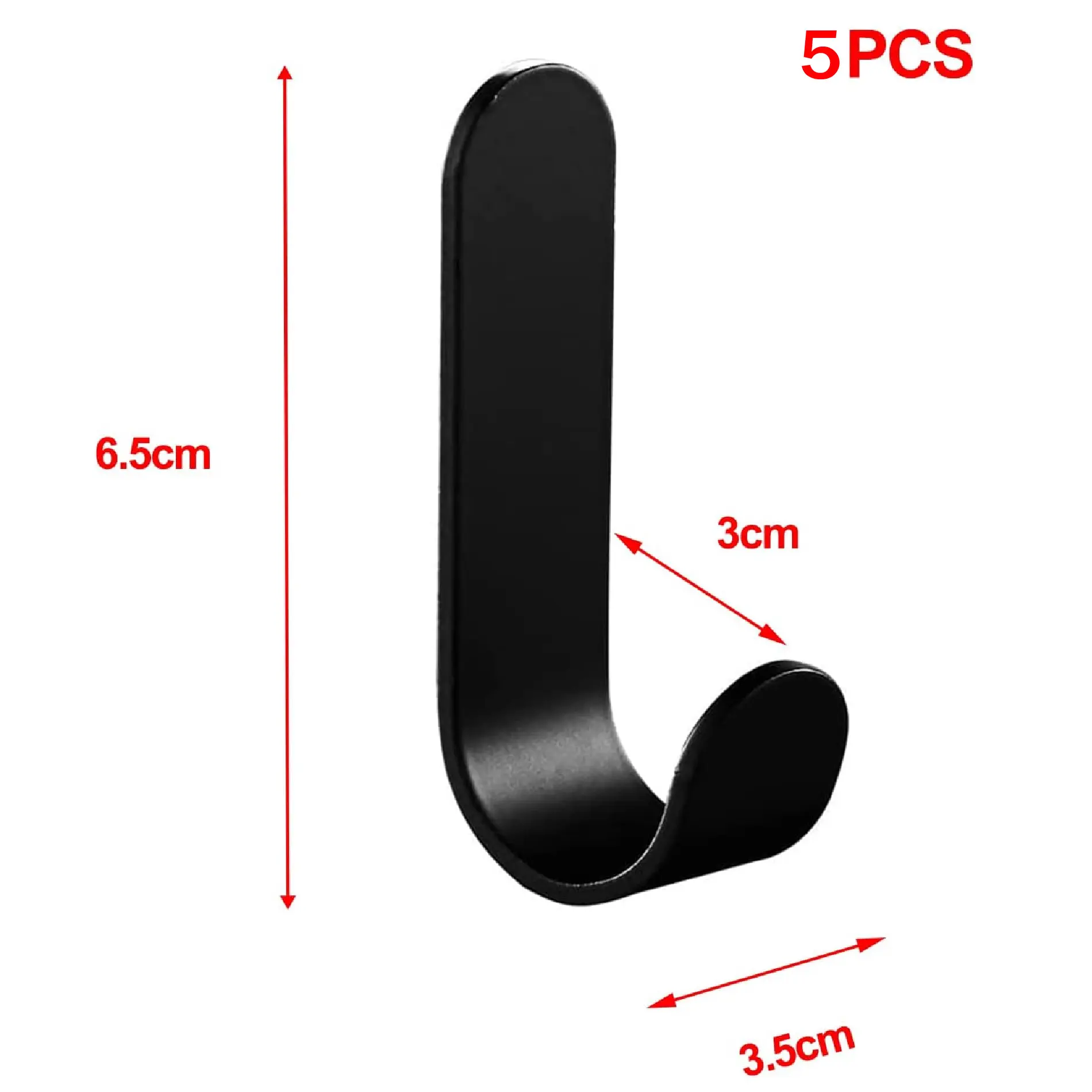 Set x10 ganchos percheros negros de acero inoxidable: 6.5cm alto, 3cm y 3.5cm.