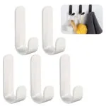 Set x10 ganchos adhesivos de acero inoxidable para colgar, ideales para baño y cocina.