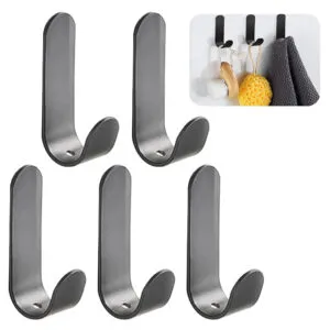 Set x10 ganchos perchero adhesivo acero inoxidable, para colgar accesorios de baño y toallas.