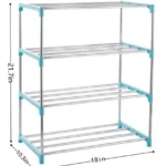Zapatero organizador metálico de 4 niveles. Diseño práctico de 18 x 21.7 x 10.3 pulgadas.