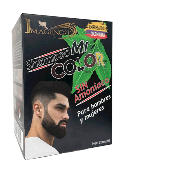 Shampoo Mi Color Negro cubre canas sin amoniaco para hombres y mujeres, 10 sobres.
