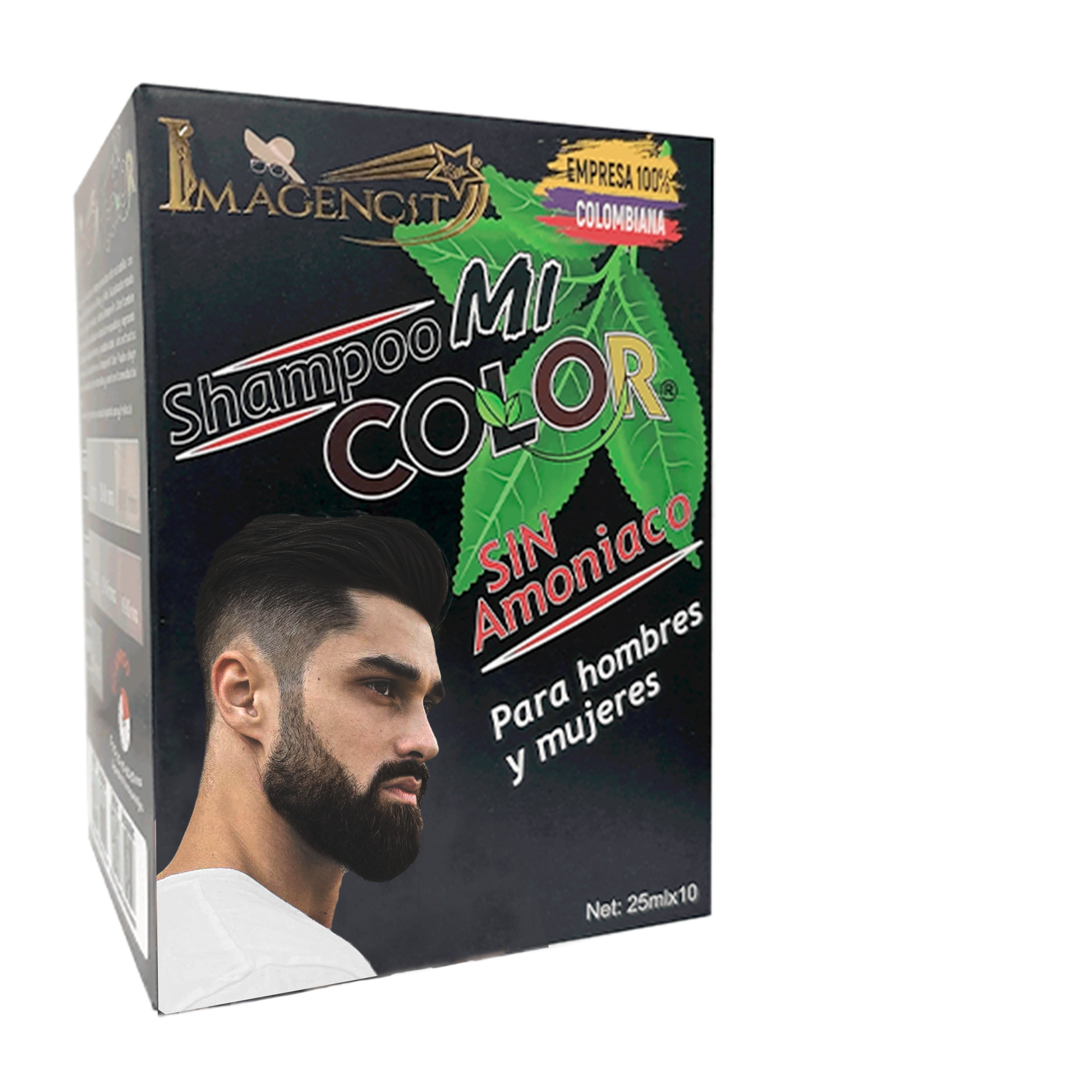 Shampoo Mi Color Negro cubre canas sin amoniaco para hombres y mujeres, 10 sobres.