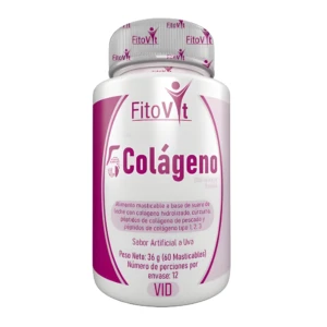 Frasco de 5 Colágenos Fitovit, 60 gomitas sabor uva, 36g.