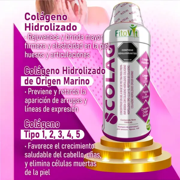 8 Colágenos 1000ml Fitovit: Hidrolizado Marino para piel, uñas y cabello.
