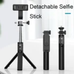 Trípode para celulares y cámaras: selfie stick desmontable con botón.