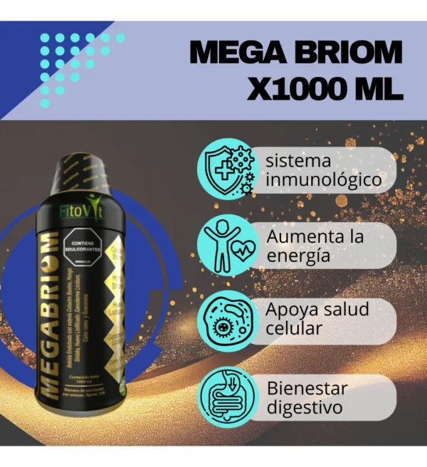MegaBriom 1000ml Fitovit: Fortalece tu sistema inmunológico, aumenta energía y apoya salud digestiva.