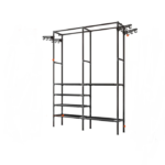 Closet esqueleto doble, organizador multifuncional para ropa y zapatos con varios niveles.