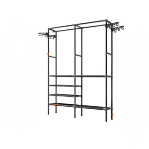 Closet esqueleto doble, organizador multifuncional para ropa y zapatos con varios niveles.