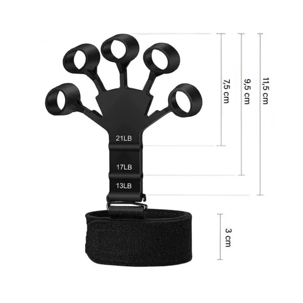 Set x2 Ejercitador de dedos con resistencias de 21, 17 y 13 lb. Diseño ergonómico.