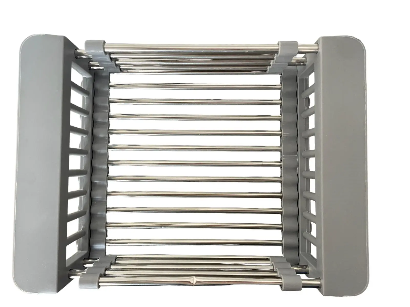 Escurridor de acero inoxidable para lavaplatos, de ajuste extensible, color gris.