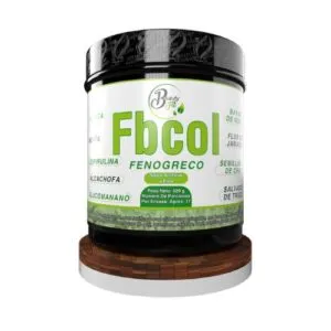 Tarro de Fibra con Fenogreco 500gr FBCOL FitoVit con ingredientes como alcachofa y espirulina.