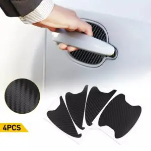 Manijas de puerta para carros con textura fibra de carbono, 4 unidades.