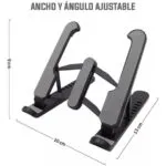 Set x2 mini soportes plegables para celular o tablet en negro y gris, ajustables en ancho y ángulo.