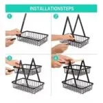 Organizador de frutas de 2 niveles negro, estructura metálica fácil de ensamblar.
