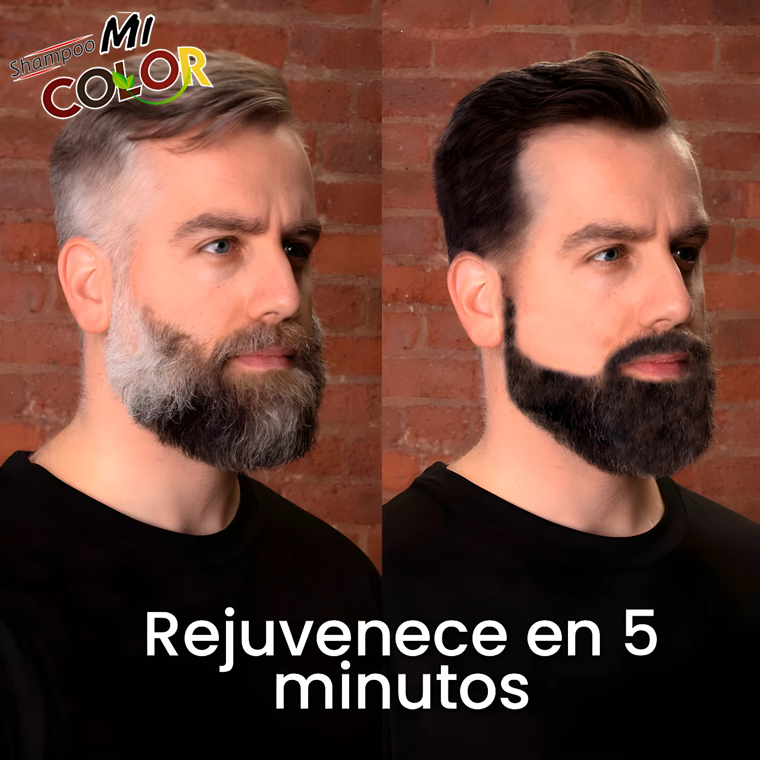 Set de 10 sobres shampoo cubre canas negro. Tinte natural sin amoniaco para cabello y barba.