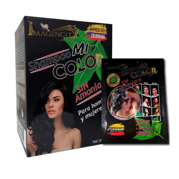 Set x10 Sobres Shampoo Cubre Canas Negro -Tinte Natural Sin Amoniaco