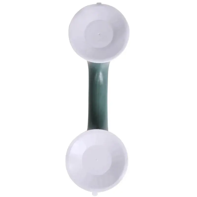 Set x2 barras de seguridad antideslizantes con ventosas blancas y mango verde para soporte.