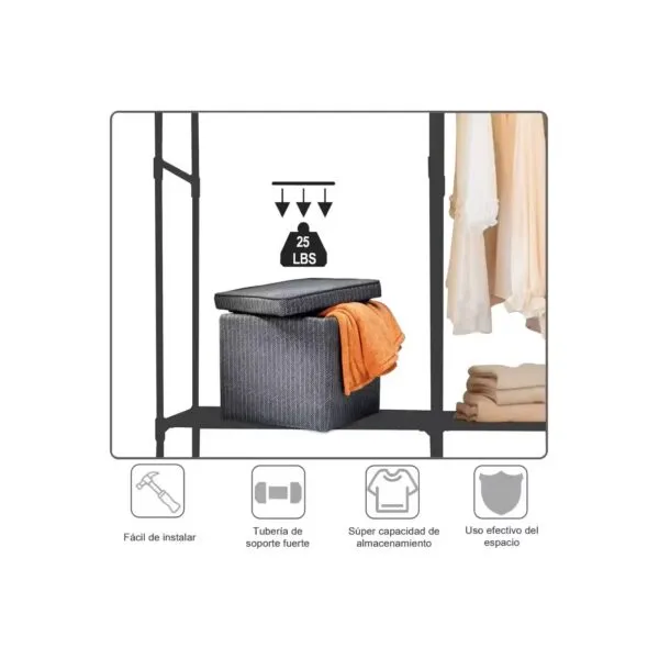 Armario closet organizador 2 espacios: fácil de instalar, soporte fuerte, alta capacidad.