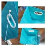 Organizador de ropa Dady, cesta plegable de tela azul con asas, ideal para almacenamiento.