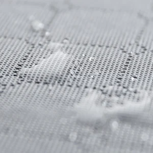 Bolsa plegable para closet, malla transpirable gris con gotas de agua.