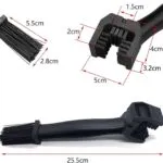 Cepillo 2en1 para limpieza de cadenas de bicicletas y motos, con cerdas de alta resistencia y mango ergonómico.