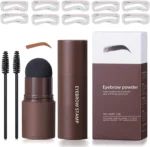 Kit de sello para cejas con 10 plantillas, 2 cepillos y polvo para cejas de 1.8g.