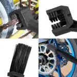 Cepillo 2en1 para limpiar cadenas de bicicleta y moto, con cerdas para suciedad y engranajes.