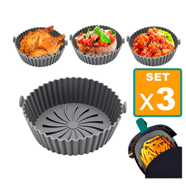 Set x3 Canastilla Silicona Olla Freidora Air Fryer Reutilizable - Imagen 5