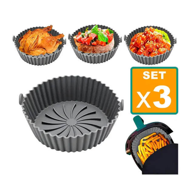 Set x3 Canastilla Silicona Olla Freidora Air Fryer Reutilizable